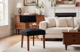Sunvega Set of 2 Linen Fabric Modern Armless Dining Chairs With Curved Backrest