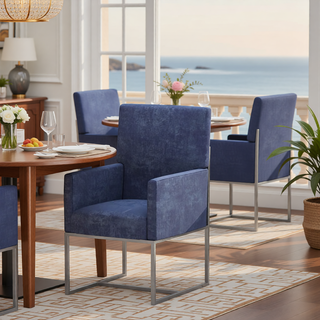 Sunvega Modern Open Industrial Design Velvet Upholstered Dining Chair for Living Room