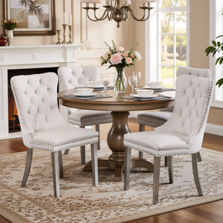 Sunvega Modern High-end Tufted Velvet Upholstered Dining Chair with Chrome Legs and Nailhead Trim