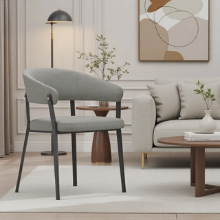 Sunvega Modern Upholstered Leatherette Dining Chair with Grey Metal Frame