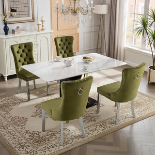 Sunvega Modern High-end Tufted Velvet Upholstered Dining Chair with Chrome Legs and Nailhead Trim