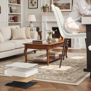 Sunvega Modern White PU Leather Dining Chair Set of 4 with Metal Legs