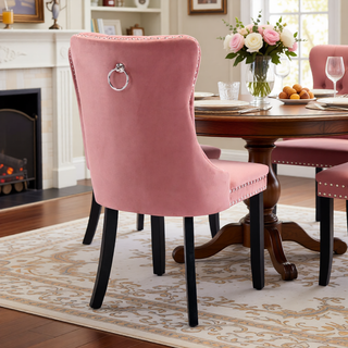 Sunvega High Back Velvet Dining Chairs with Tufted Upholstery and Nailhead Trim