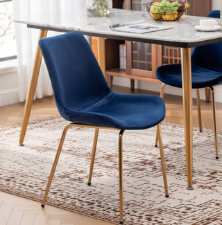 Sunvega Modern Velvet Dining Chair Set of 2 with Golden Plated Legs and Soft Velvet Upholstery