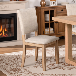 Sunvega Transitional Natural Tone Rubberwood Dining Table with Trestle Base