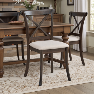 Sunvega Modern Polyester Upholstered Cross Back Dining Chairs Set of 2