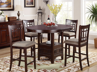 Sunvega Round Counter Height Dining Table with Leaf and Open Storage Base