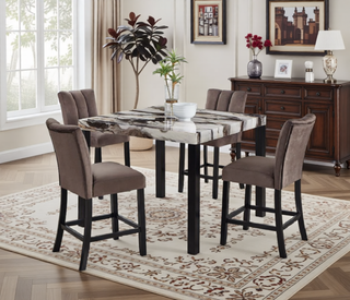 Sunvega Contemporary Modern Square Faux Marble Top Dining Table with Black Legs