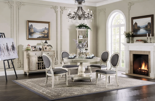 Sunvega Transitional Rustic Oak and Beige Side Chairs Set with Padded Fabric Seats