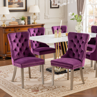 Sunvega Modern High-end Tufted Velvet Upholstered Dining Chair with Chrome Legs and Nailhead Trim