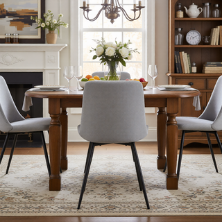 Sunvega Light Gray Artificial Leather Dining Chair with Curved Widened Cushion