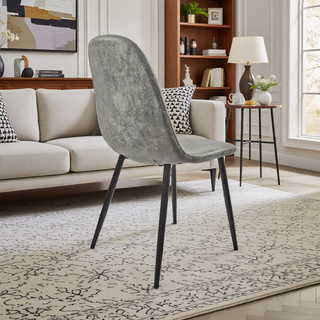 Sunvega Modern Velvet Upholstered Dining Chairs Set of 4 with Black Metal Legs