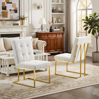Sunvega Modern Velvet Dining Chair Set of 2 with Tufted Design and Gold Base