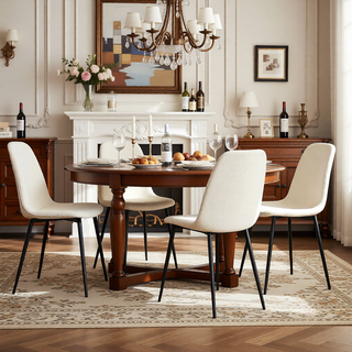 Sunvega 63-inch Modern Dining Table with Wooden Tabletop and Iron Legs for 6-8 People