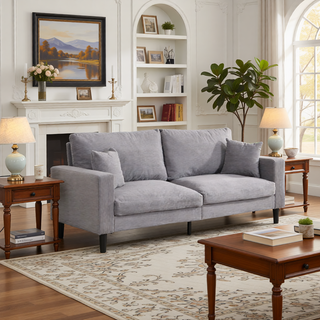 Sunvega 74 Inch High Resilience Three Seater Sofa with Sturdy Wooden Frame
