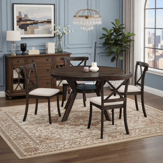Sunvega Modern Polyester Upholstered Cross Back Dining Chairs Set of 2