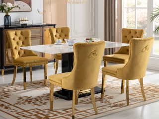 Sunvega Modern High-end Tufted Velvet Upholstered Dining Chair with Chrome Legs and Nailhead Trim