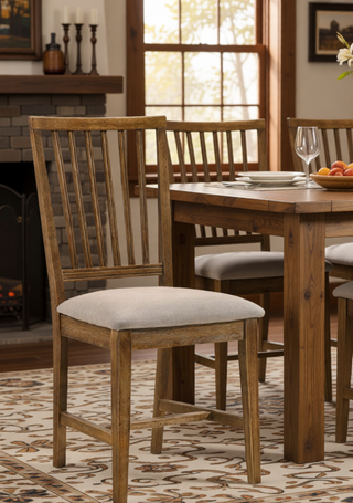 Sunvega Beige Linen Upholstered Dining Chairs with Weathered Espresso Wooden Legs Set of 2