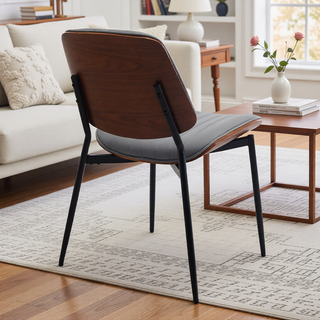 Sunvega Mid Century Modern Retro French Style Dining Chairs Set of 2 with Walnut Bentwood Back