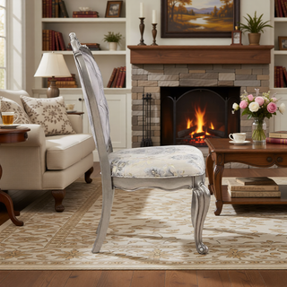 Sunvega Antique Platinum Finish Nightstand with Intricate Details for Bedroom