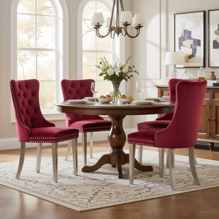 Sunvega Modern High-end Tufted Velvet Upholstered Dining Chair with Chrome Legs and Nailhead Trim