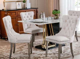 Sunvega Modern High-end Tufted Velvet Upholstered Dining Chair with Chrome Legs and Nailhead Trim