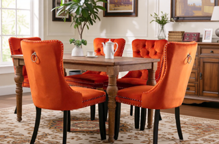 Sunvega High Back Velvet Dining Chairs with Tufted Upholstery and Nailhead Trim