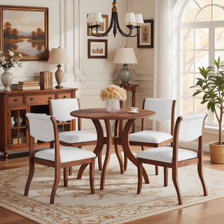 Sunvega Premium Oak Round Dining Table with Pedestal Base for 2-4 Seaters