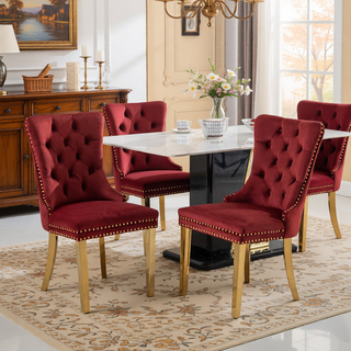 Sunvega Modern High-end Tufted Velvet Upholstered Dining Chair with Chrome Legs and Nailhead Trim