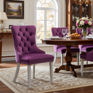 Sunvega Modern High-end Tufted Velvet Upholstered Dining Chair with Chrome Legs and Nailhead Trim