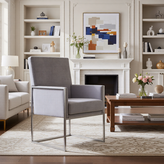 Sunvega Modern Open Industrial Design Velvet Upholstered Dining Chair for Living Room