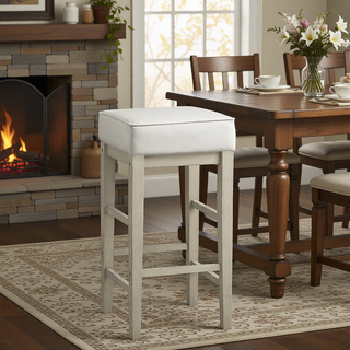 Sunvega Antique Gray Finish Solid Wood Frame Counter Height Stools Set of 2