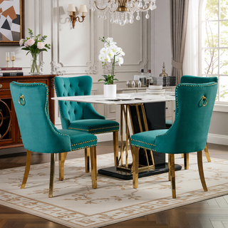 Sunvega Modern High-end Tufted Velvet Upholstered Dining Chair with Chrome Legs and Nailhead Trim