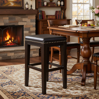 Sunvega Foldable Acacia Wood Wicker Counter Stools for Outdoor Bar
