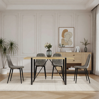 Sunvega Modern Velvet Upholstered Dining Chairs Set of 4 with Black Metal Legs