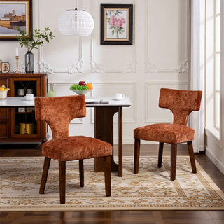 Sunvega Mid Century Modern Dining Chairs Set of 2 with Chenille Fabric and Hardwood Frame