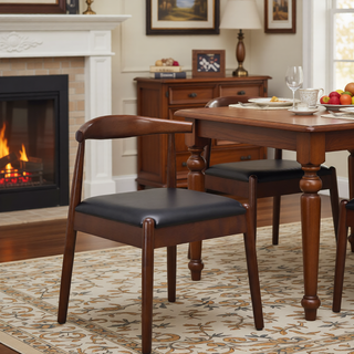 Sunvega Mid-Century Modern Dining Chairs Set of 2 with Solid Oak Frame and Handwoven Seat