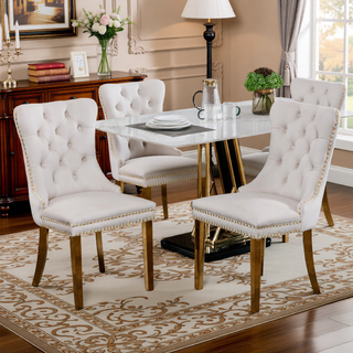 Sunvega Modern High-end Tufted Velvet Upholstered Dining Chair with Chrome Legs and Nailhead Trim