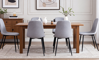 Sunvega Set of 4 Suede Backrest Chairs with Walnut Transfer Legs for Modern Homes