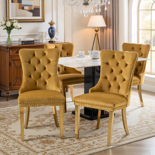 Sunvega Modern High-end Tufted Velvet Upholstered Dining Chair with Chrome Legs and Nailhead Trim