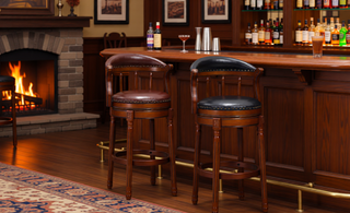 Sunvega Cow Top Leather Swivel Bar Stool with Wooden Back for Kitchen Dining