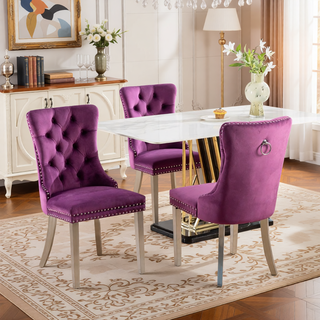 Sunvega Modern High-end Tufted Velvet Upholstered Dining Chair with Chrome Legs and Nailhead Trim