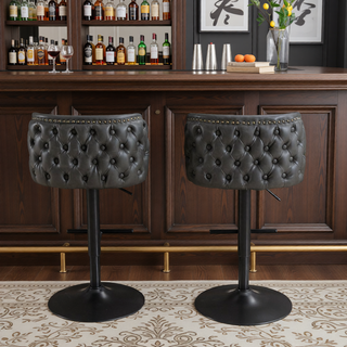 Sunvega Swivel Barstools with Tufted Back, Adjustable Seat Height and Chrome Base for Kitchen Island, Set of 2