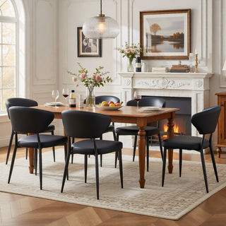 Sunvega Ergonomic Dining Chair with Curved Backrest and Soft PU Cushion for Comfortable Seating