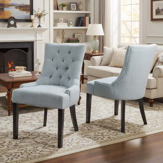 Sunvega Contemporary Upholstered Dining Chairs with Tufted Diamond Stitch and Wood Legs