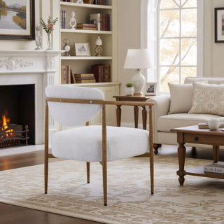 Sunvega Beige PU Leather Soft and Comfortable Chair with Metal Frame for Living Room