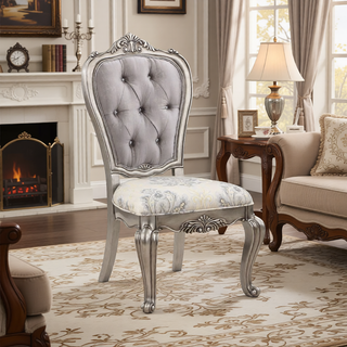 Sunvega Antique Platinum Finish Nightstand with Intricate Details for Bedroom