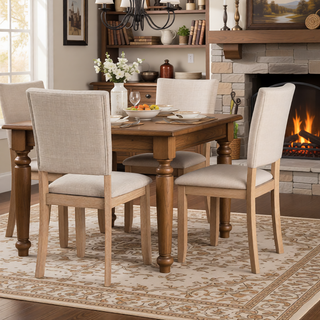 Sunvega Transitional Natural Tone Rubberwood Dining Table with Trestle Base