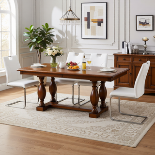Sunvega White PU Dining Chair Set with Silver Metal Legs and High Resilience Sponge Filling