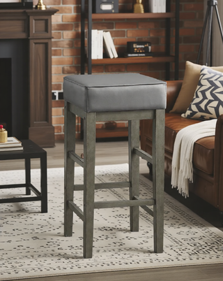 Sunvega Antique Gray Finish Solid Wood Frame Counter Height Stools Set of 2
